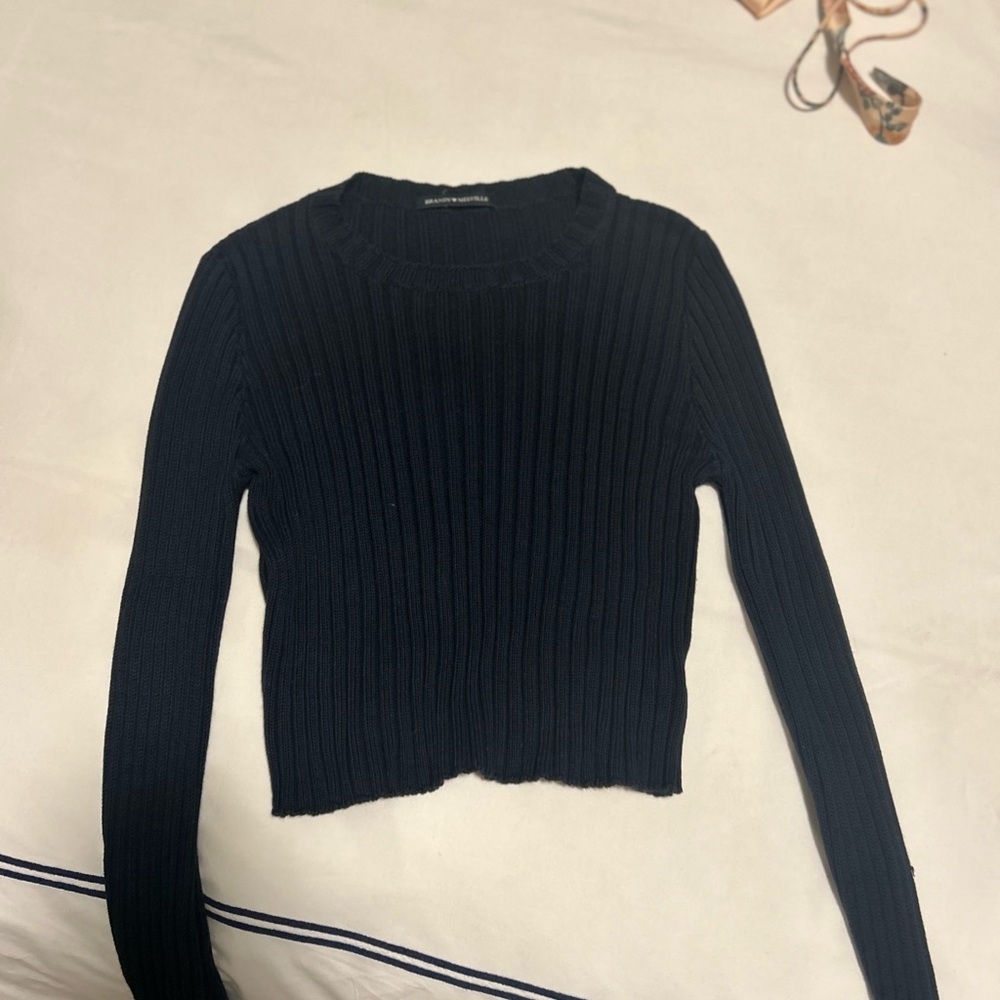 Black Ribbed Long Sleeve Sweater